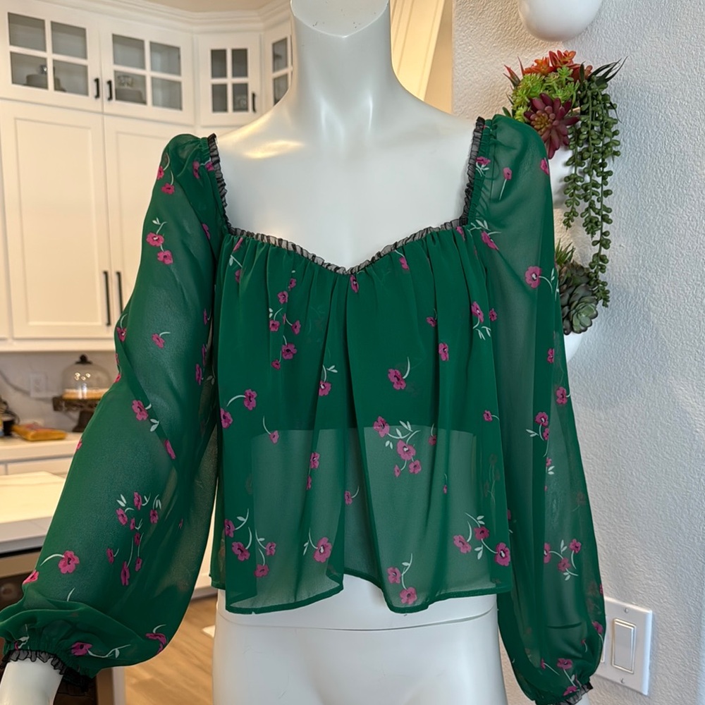 Flynn Skye Green and Pink Blouse S